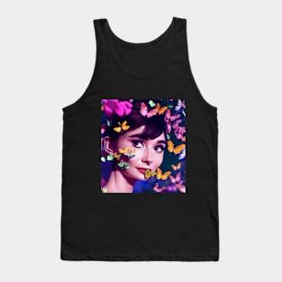 Audrey Hepburn Amongst Butterflies Tank Top